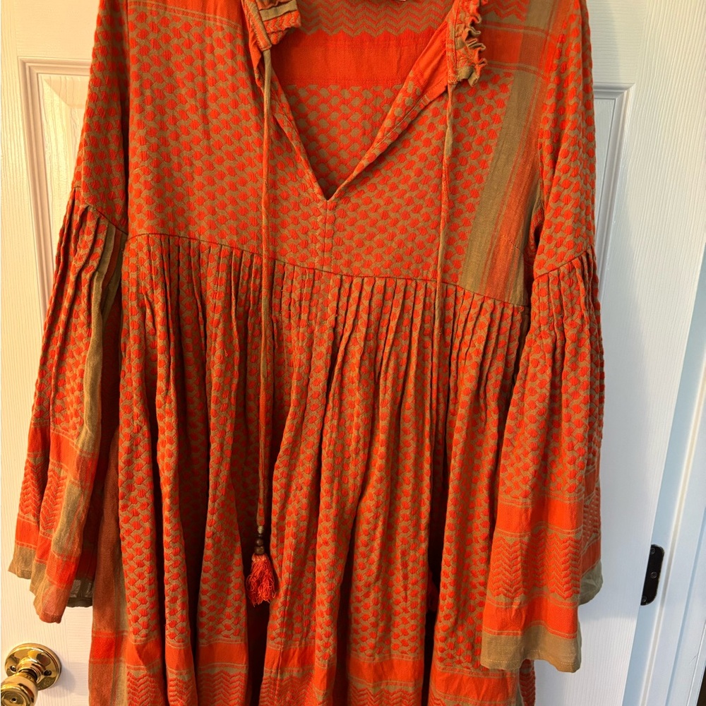 Cecilie Copenhagen Vibrant Orange and Tan Top
